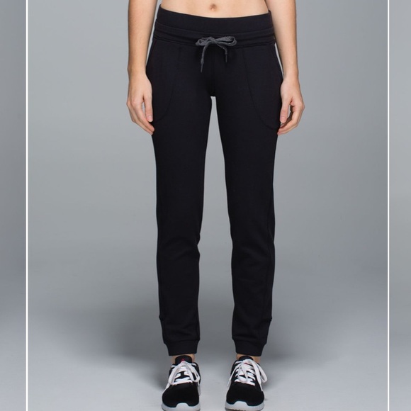 Lululemon base runner pant Wee stripe black heathered black/ blk sz 6 - Picture 2 of 8